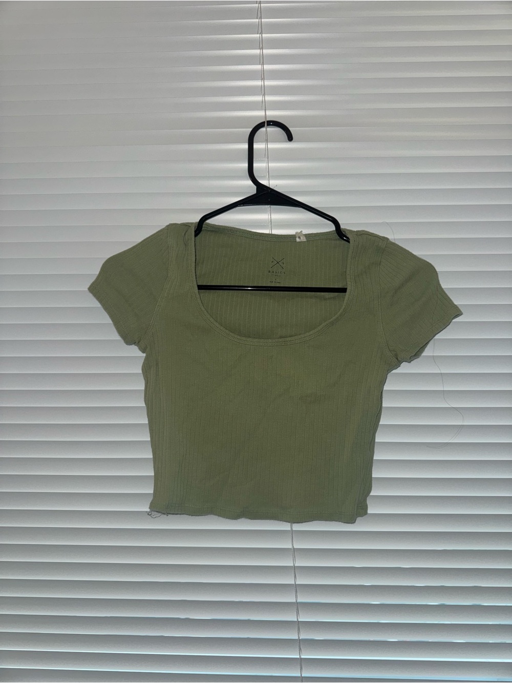 Pistachio Ribbed Scoop Crop Top